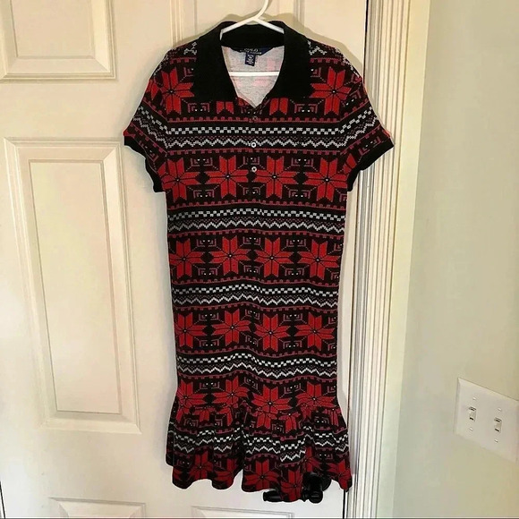 𝅺Polo Ralph Lauren black with red snowflakes XL/16 - Picture 1 of 9